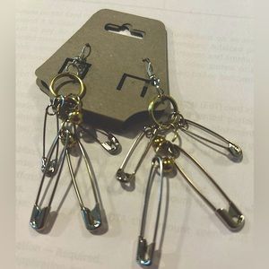 Safety pin people earrings
